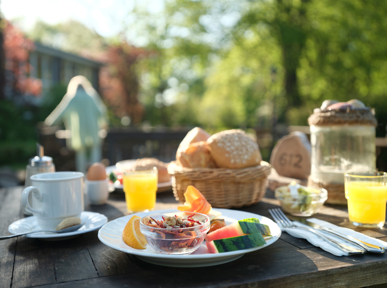 Gutshaus Stellshagen Terrasse mit Fruehstueck